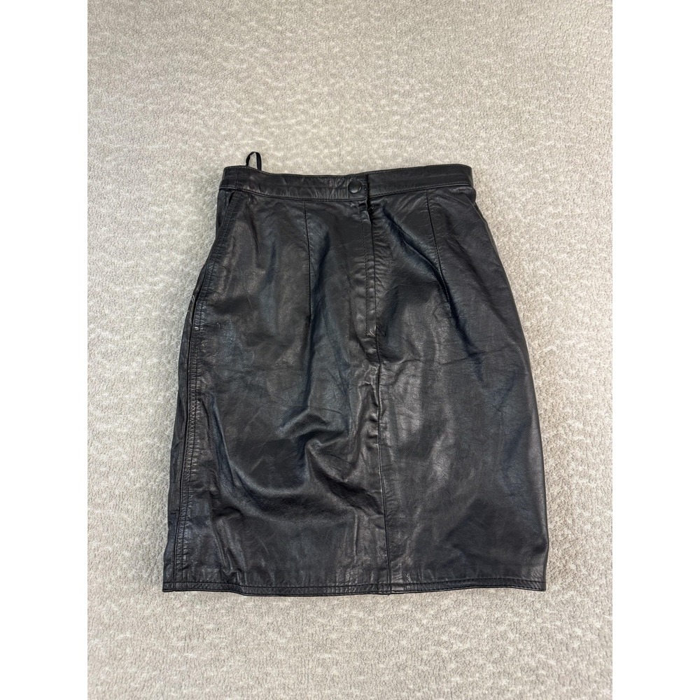 Vintage‎ Winlit Skirt Womens 10 Black Genuine Leather High Waist Pencil 90s